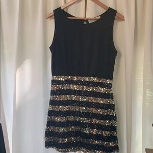 Black and Gold sequin mini dress